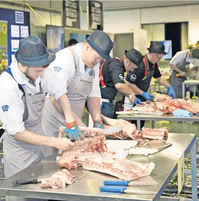  ?? ?? Chopping block Butchers in action at a previous competitio­n. Picture by Graeme Hart