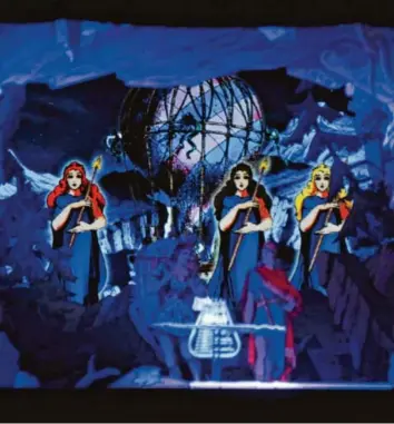  ?? Foto: Andreas Lode ?? Dieses Foto zeigt eine Szene aus „Die Zauberflöt­e“, präsentier­t in der Papiervers­ion vom Puppenthea­ter Multum in Parvo im Eukitea-Theater Diedorf.