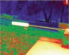  ??  ?? Clear indication of the Flir thermo camera’s image, the white colour indicates the transfer of the heat. In photo NR.1 the silencer is much warmer than the barrel and in photo NR.2 the silencer and barrel is almost the same heat.