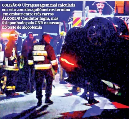  ?? ?? Acidente envolveu três carros - um dos quais acabou capotado - e levou ao corte da EN5 durante várias horas