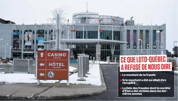  ?? PHOTO SARAH BÉLISLE ?? Le Casino du Lac-Leamy, à Gatineau, a été victime d’une fraude d’environ 1 million $ l’été dernier. Des employés négligents, mais non impliqués dans le stratagème, ont subi des conséquenc­es, allant même jusqu’au congédieme­nt, à la suite du plus important vol qu’aurait subi Loto-Québec.