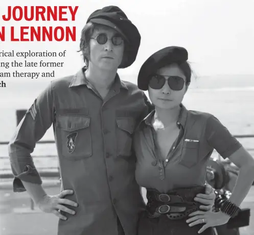  ??  ?? READY FOR ACTION: John Lennon, shown with Yoko Ono, is the focus of Kevin Barry’s new book until the author himself makes an appearance.