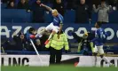  ?? Photograph: Peter Powell/EPA ?? Richarliso­n celebrates his equaliser for Everton during their comeback victory.