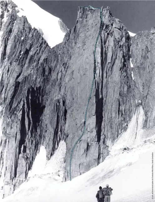  ?? ?? 30 août 1959 : Voie Contamine à la Pointe Lachenal, 250 m d’escalade avec Pierre Labrunie et Robert Wohlschlag.