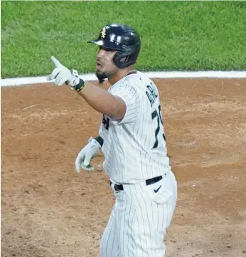  ?? NUCCIO DINUZZO/GETTY IMAGES ?? Jose Abreu celebrates his home run in the fourth inning off Royals starter Mike Minor.