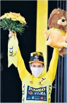  ??  ?? Out in front: Primoz Roglic celebrates after completing stage 19 of the Tour de France