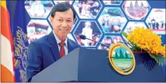  ?? MOE ?? Director-general of Knowledge and Environmen­tal Informatio­n Chuob Paris at the meeting on Combating Plastic Pollution in Cambodia.