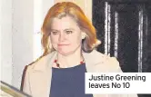  ??  ?? Justine Greening leaves No 10
