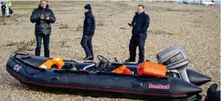  ??  ?? Alarm is raised: The migrants’ abandoned dinghy at Dungeness yesterday