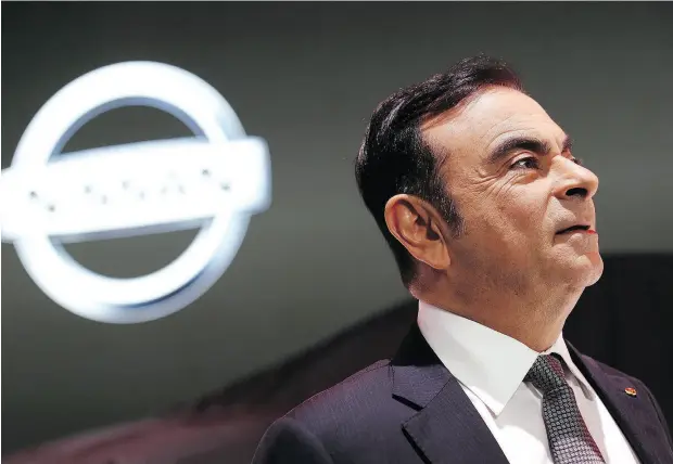  ?? LUKE MACGREGOR / BLOOMBERG FILES ?? Carlos Ghosn, chairman of Nissan Motor Co. and chief executive of Renault SA, was arrested in Tokyo over an alleged breach of trading laws.