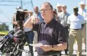  ?? DEBORAH CANNON/AUSTIN AMERICAN-STATESMAN ?? Ex-member of the National Transporta­tion Safety Board Robert Sumwalt speaks in August 2016 at the site where Alfred “Skip” Nichols’ balloon crashed.