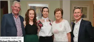  ??  ?? CLOCKWISE FROM LEFT: Michael Moynihan TD wishing retired Matron of Kanturk Hospital Peg Fitzgerald well; Peg pictured with her husband Mike, daughters Lisa and Claire, and brother in law Eddie Farmer; Joan Collins (Acting Matron of Kanturk Hospital)...