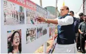  ?? PTI ?? Home Minister Rajnath Singh paying floral tributes to martyrs during his visit to Jammu and Kashmir Police Lines, in Anantnag on Sunday