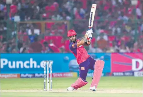  ?? AP ?? Rajasthan Royals batter Riyan Parag scored an unbeaten 84 against Delhi Capitals in Jaipur on Thursday.