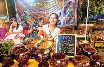  ?? SUPPLIED ?? An exhibition of products made from coconut shells is held in Koh Kong province in November.