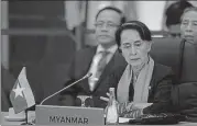  ?? REUTERS ?? Myanmar's state counsellor Aung San Suu Kyi at the Asean Summit in Manila on Monday.