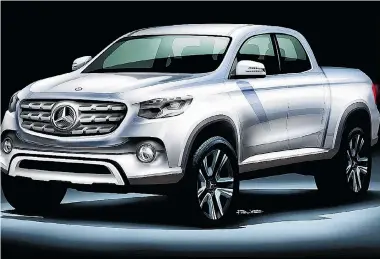  ?? MERCEDES-BENZ ?? Mercedes-Benz recently announced it is about to produce its first pickup shortly but for now they won’t be sold in the U.S.