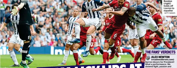  ?? GETTY IMAGES ?? Head boy: Rondon (right) holds off Lovren to equalise