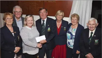  ??  ?? Baltinglas­s Golf Club Classic winners: Lady President Mary Deegan, Olivia Cooney, Owen Cooney, club captains John Kelly and Patricia Foley, Attracta Cooney and President John Reynolds.