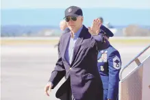  ?? ASSOCIATED PRESS ?? President Joe Biden waves as he arrives Air Force One, Tuesday, March 29, 2024, in Hagerstown, Md.