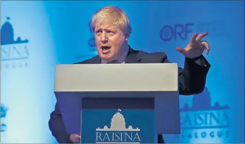  ??  ?? BORIS JOHNSON: The Foreign Secretary, in New Delhi, sparked a storm by accusing Francoise Hollande of wanting to ‘administer punishment beatings’ in the style of a war movie.