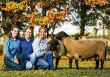  ??  ?? Deva Weitman (right) with daughters Chenoa and Sequoia and their suffolks at their Romsey property.