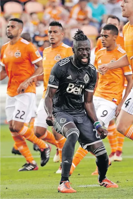  ?? — THE ASSOCIATED PRESS FILES ?? ‘I owe everything to where I came from,’ says Vancouver Whitecaps’ Kei Kamara, who grew up in Sierra Leone before coming to North America.