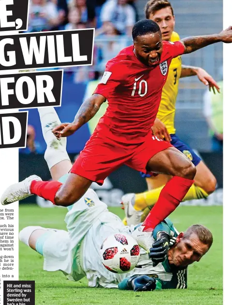  ?? REX ?? Hit and miss: Sterling was denied by Sweden but he’s a big threat