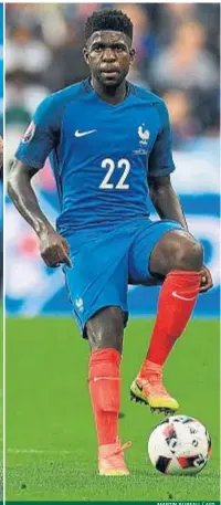  ?? MARTIN BUREAU / AFP ?? SAMUEL UMTITI. DEFENSA CENTRAL 22 años. O. Lyonnais. 25 millones