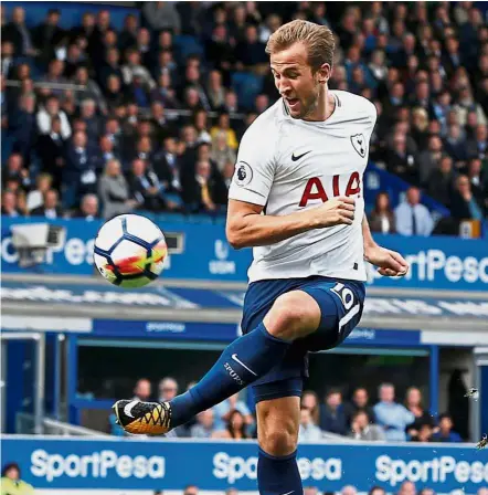  ??  ?? Amazing form: Tottenham Hotspur’s Harry Kane has scored nine goals in five games, including a hattrick at Apoel Nicosia in the Champions League. — Reuters