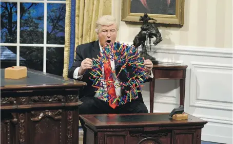  ?? PHOTOS: NBC ?? Alec Baldwin has been impersonat­ing Donald Trump on Saturday Night Live since Oct. 1, 2016.