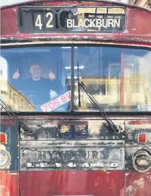  ?? Picture: Accrington Heritage Bus ?? ●● Alan Pilkington, managing director of Pilkington Bus, pictured on the number 42 bus.