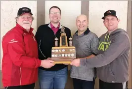  ?? Special to the Herald ?? TOP: Summerland won the C event final at the Summerland Men’s Curling Bonspiel. From left: John McKay (skip), Warren Parker (third), Gary Onderstal (second), Doug Marchesi (lead). ABOVE: Penticton won the D event final at the Summerland Men’s Curling Bonspiel. From left: Daryl Tarr (skip), Jason Ranchoux (third), Brad Snyder (second), Craig Kelman (lead).