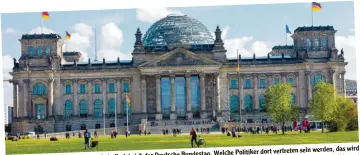  ?? Foto: Ralf Lienert ?? befindet sich der Deutsche Bundestag. Das ist der Reichstag in Berlin. Darin Bundestags­wahl entschiede­n. am Sonntag, 24. September, bei der Welche Politiker dort vertreten sein werden, das wird