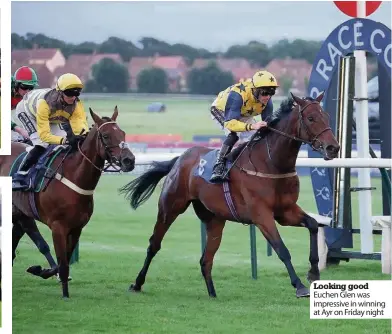  ??  ?? Looking good Euchen Glen was impressive in winning at Ayr on Friday night