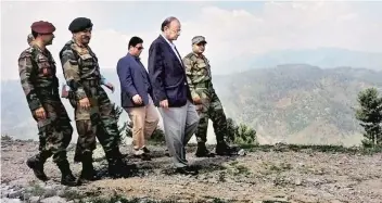  ??  ?? Finance Minister Arun Jaitley, who also holds the defence portfolio, reviews the security situation in the Valley on Friday