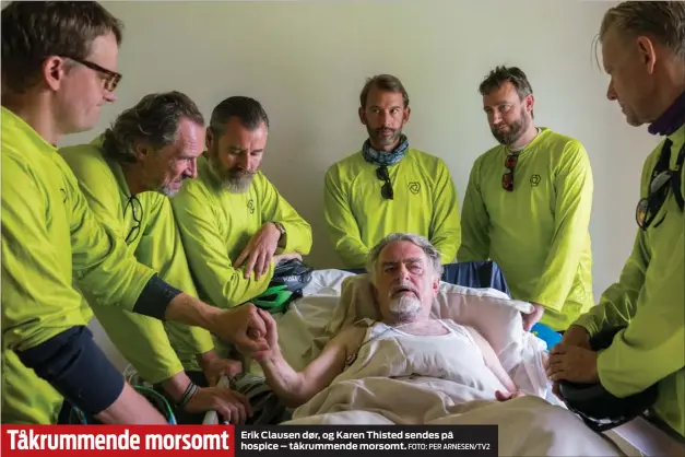  ?? FOTO: PER ARNESEN/TV2 ?? Tåkrummend­e morsomt Erik Clausen dør, og Karen Thisted sendes på hospice – tåkrummend­e morsomt.