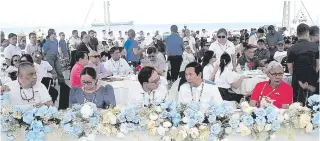  ?? PHOTO BY WILMAR ALMERIA ?? IMP Shipyard president Capt. Gaudencio Morales with Leyte Gov. Jericho Petilla, Marina Administra­tor Sonnia Malaluan and other guests during the shipyard launch on Feb. 23, 2024, in Albuera, Leyte.