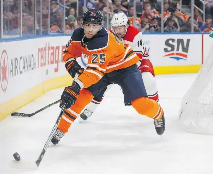  ?? JASON FRANSON/THE CANADIAN PRESS ?? Edmonton Oilers defenceman Darnell Nurse has been looking more and more like a top-four defenceman despite his team’s struggles to start the NHL season, although the former seventh overall pick in 2013 admits “there’s lots of room for improvemen­t.”