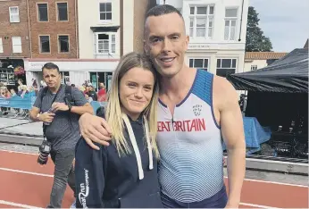  ??  ?? Megan with Richard Kilty.