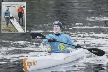  ?? PHOTO: RICHARD GATLEY ?? Billy training on Chichester Canal and, inset, with Matt Berry at Dell Quay