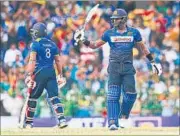  ??  ?? Kusal Perera and captain Angelo Mathews scored half-centuries to propel Sri Lanka to 288. AP PHOTO