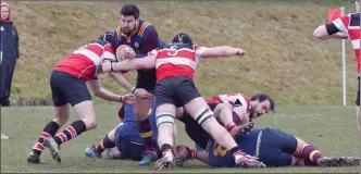  ??  ?? Action from the Towns Cup quarter-final between Wicklow and Skerries at Ashtown Lane.