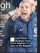  ??  ?? CAUTIOUS: Brighton boss Chris Hughton is wary of the Baggies