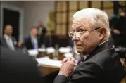  ?? TOM BRENNER / THE NEW YORK TIMES ?? Attorney General Jeff Sessions said “it defies both law and common sense” that a “single district court in San Francisco” had halted the Trump administra­tion’s plans.