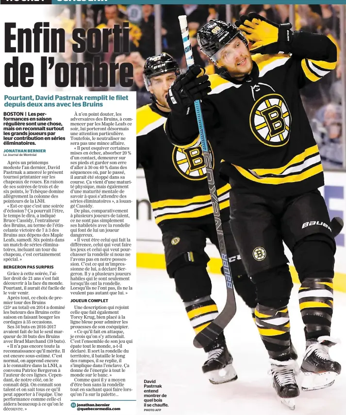  ?? PHOTO AFP ?? David Pastrnak entend montrer de quel bois il se chauffe.