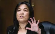 ?? ASSOCIATED PRESS FILE ?? Julie Su of California speaks during a Senate committee hearing on Capitol Hill in 2021. Su is the current deputy labor secretary.
