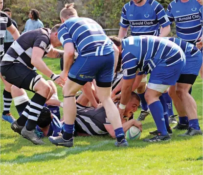  ?? ?? Grounded Angus Walker touches down for Shire in Saturday afternoon’s league curtain-closer. Pic: Jazmine Tomlinson