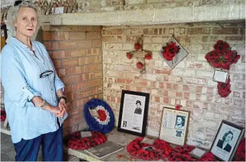  ??  ?? Never forgotten: Susan Evans at the memorial to World War II SOE agents