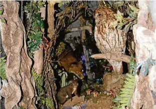 ??  ?? Damit sich die Leprechaun­s nicht so allein fühlen, hat Woods (ausgestopf­te) Tiere in die Höhle gestellt.